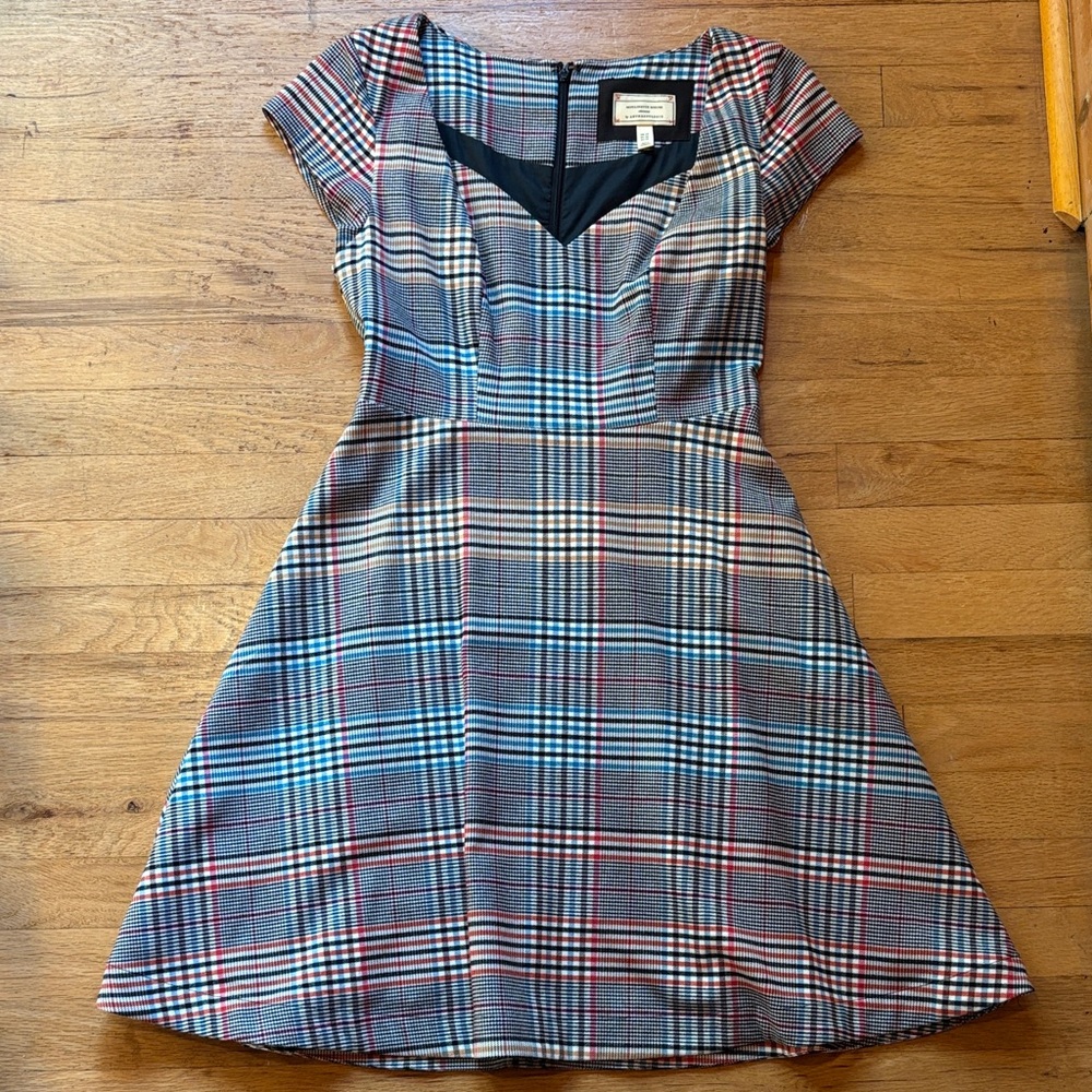 Anthropologie Moulinette Soeurs Blue and Red Plaid Dress